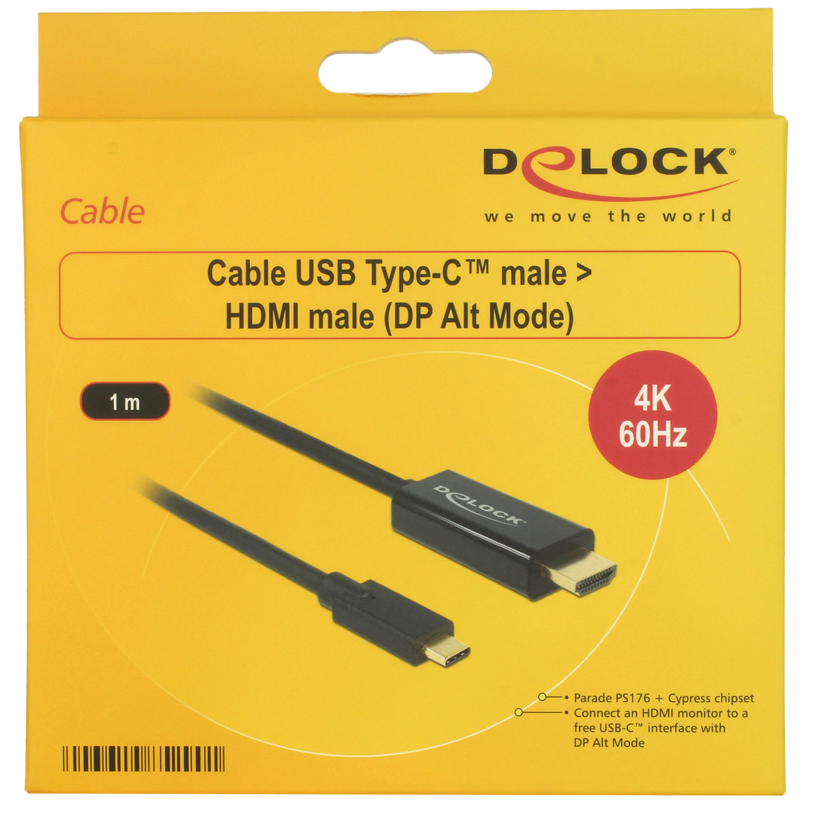 Kabel USB typ C k. - HDMI k. 1m černý