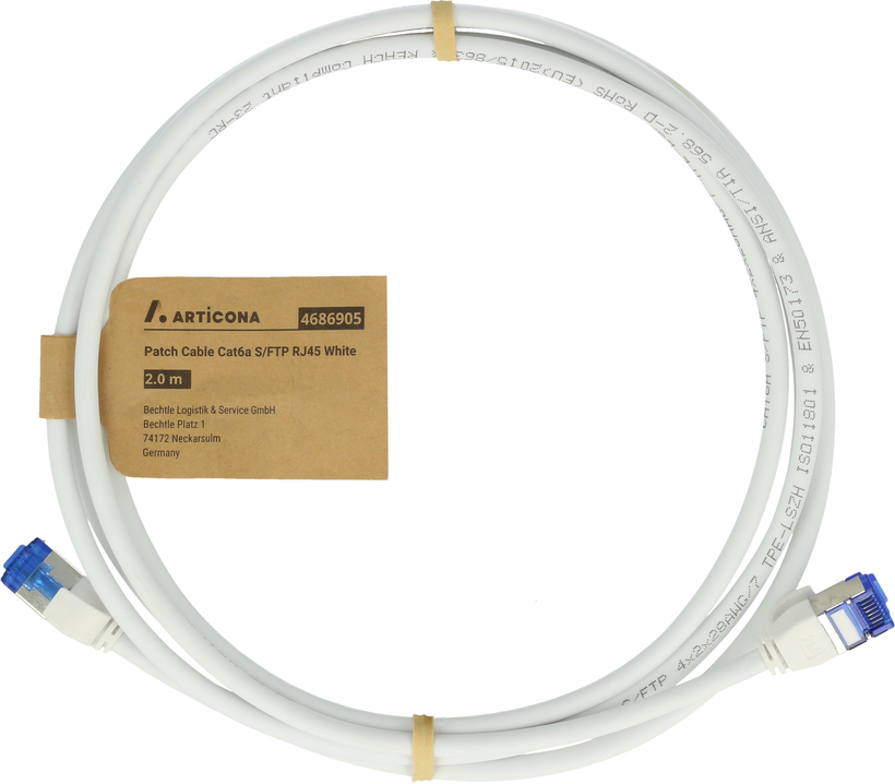 Câble patch RJ45 S/FTP Cat6a 10 m blanc