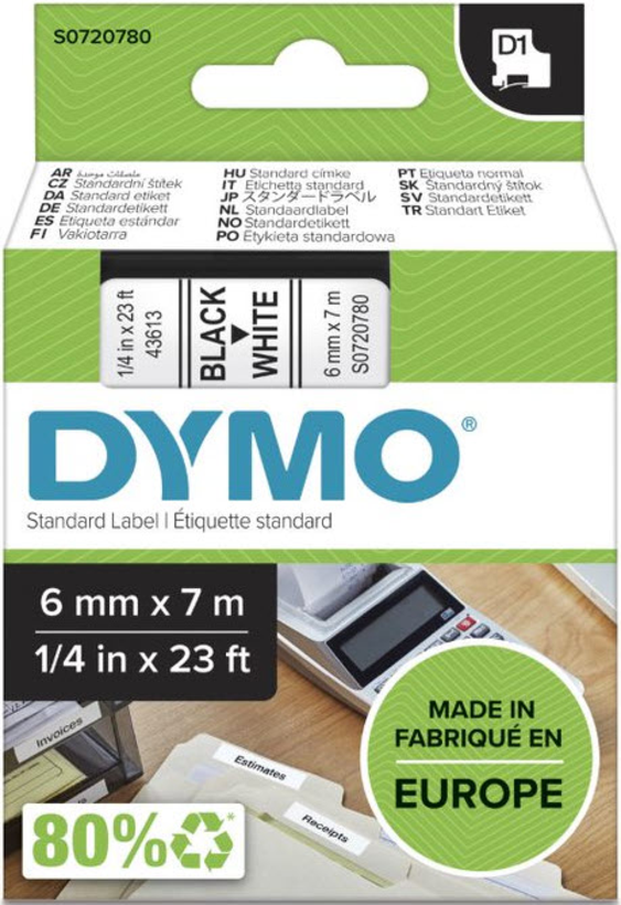 Dymo LM 6mmx7m D1 felirat. szalag fehér