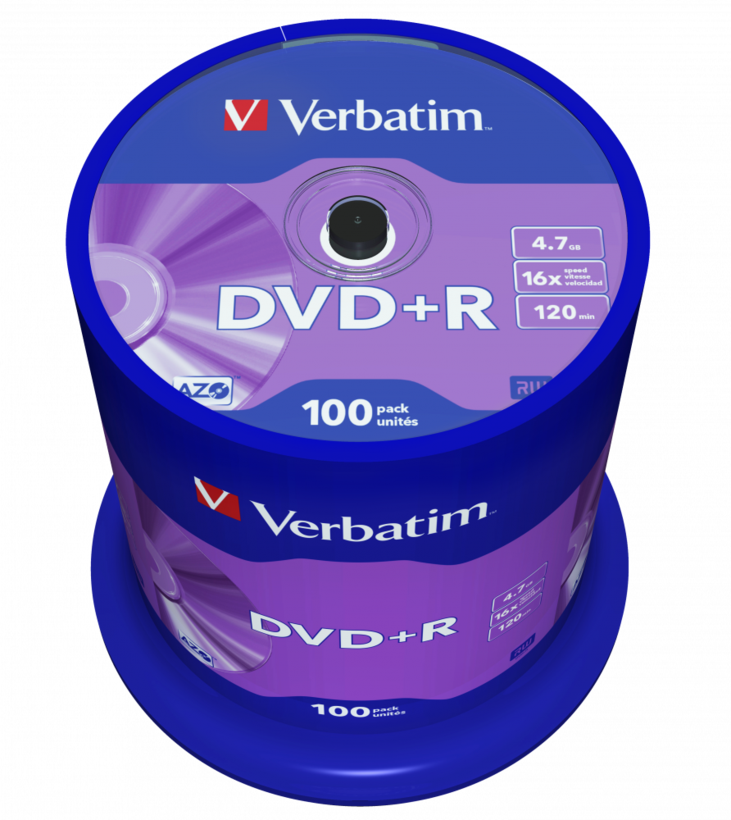 DVD+R 4,7Go Verbatim 16x, spindle de 100