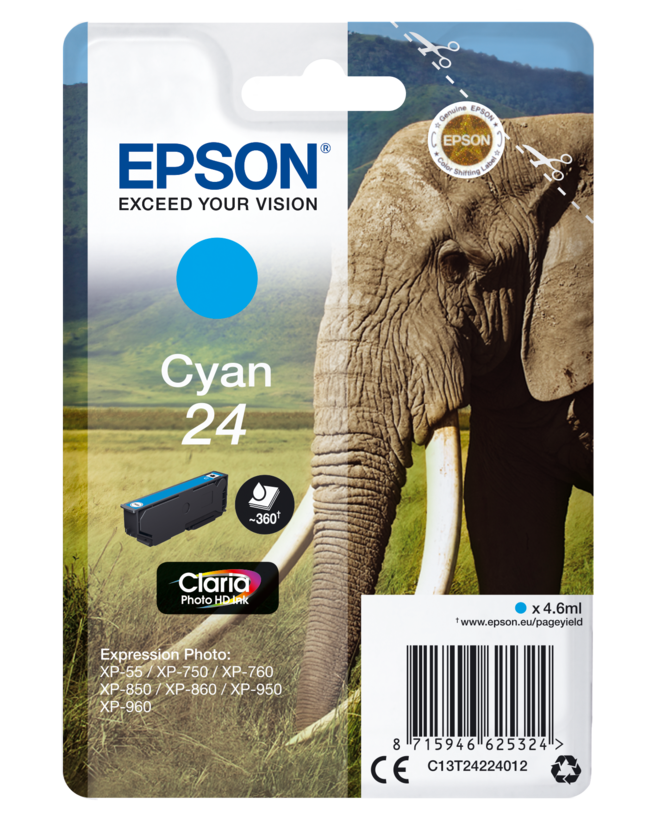 Encre Epson 24 Claria, cyan