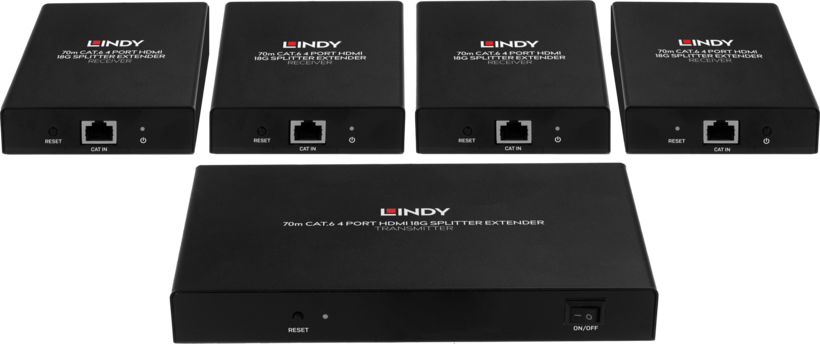 Splitter HDMI+emissor LINDY 1:4 a 70 m