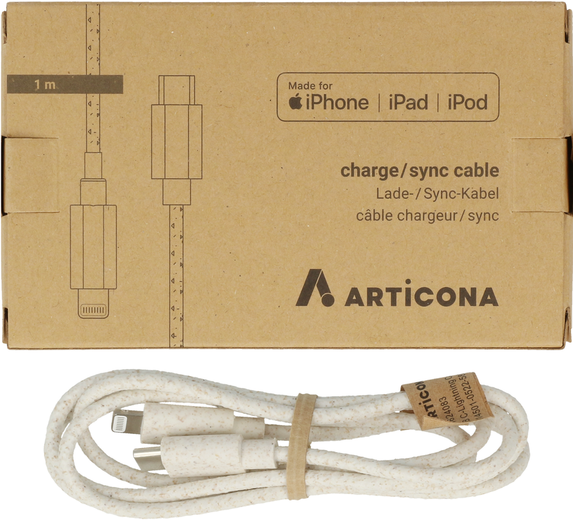 Cable biodegrad. USB-C - Lightning 1 m