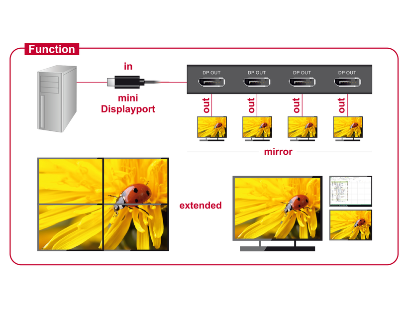 Delock miniDP - DisplayPort Splitter 1:4