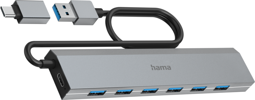 Hama USB Hub 3.0 7-port Grey