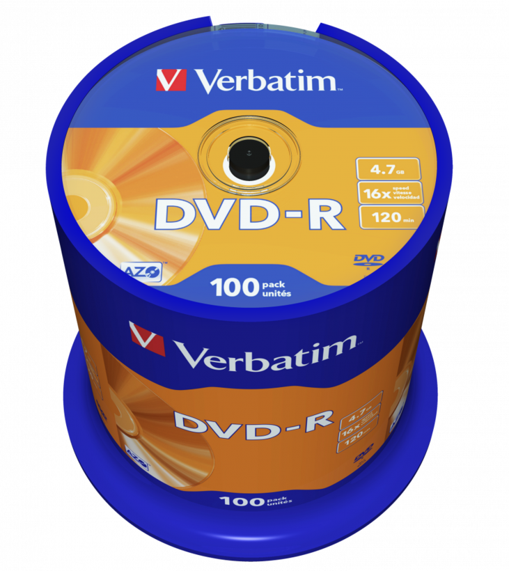 DVD-R 4,7Go Verbatim 16x, spindle de 100