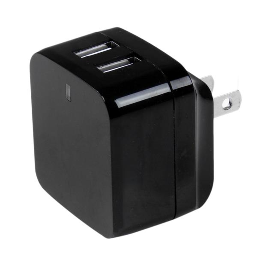 Caricabatterie viaggio USB 2 porte nero