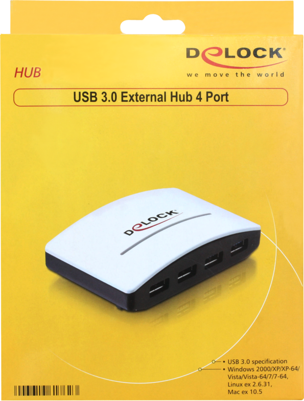 4-port USB 3.0 Hub, Black/White