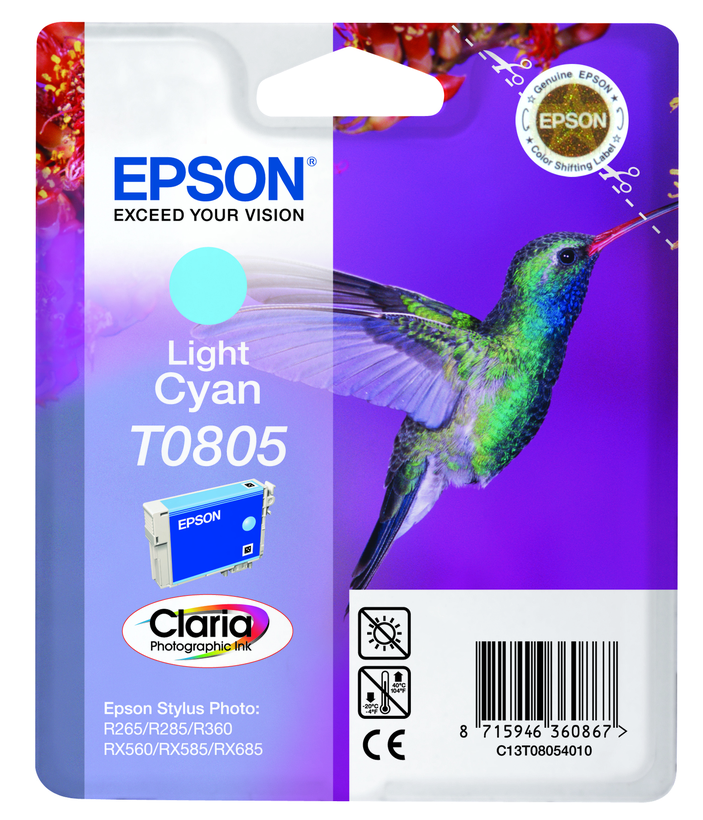 Inkoust Epson T0805, světle azurový