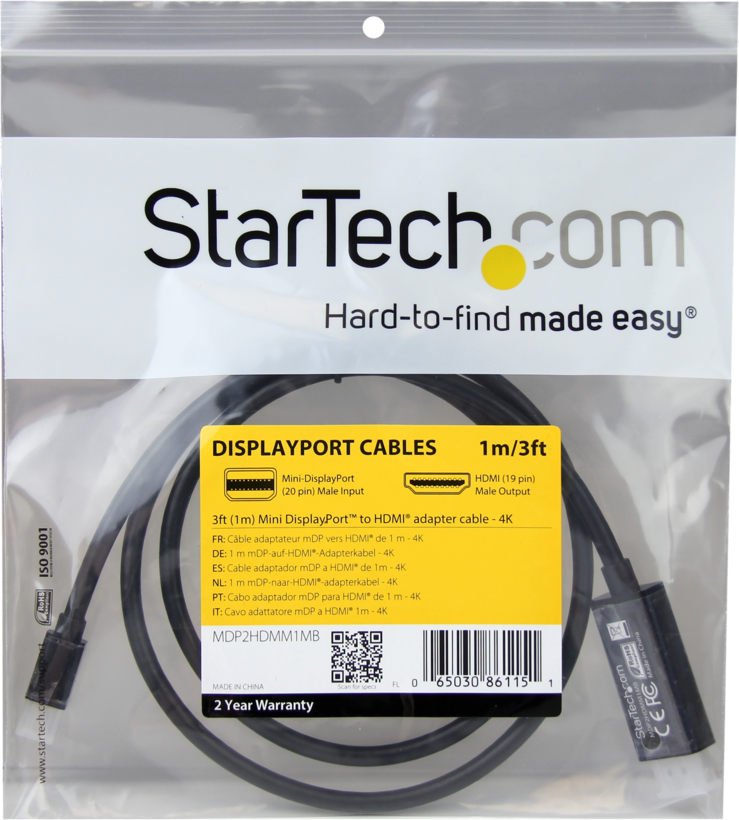 Cable StarTech Mini-DP - HDMI 1 m