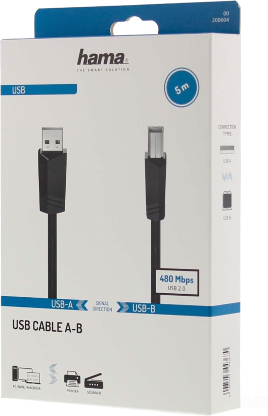 Câble Hama USB-A - B, 5 m
