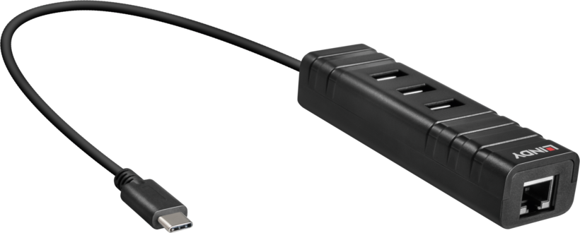Hub USB 3.0 LINDY 3 puertos + GbEthernet