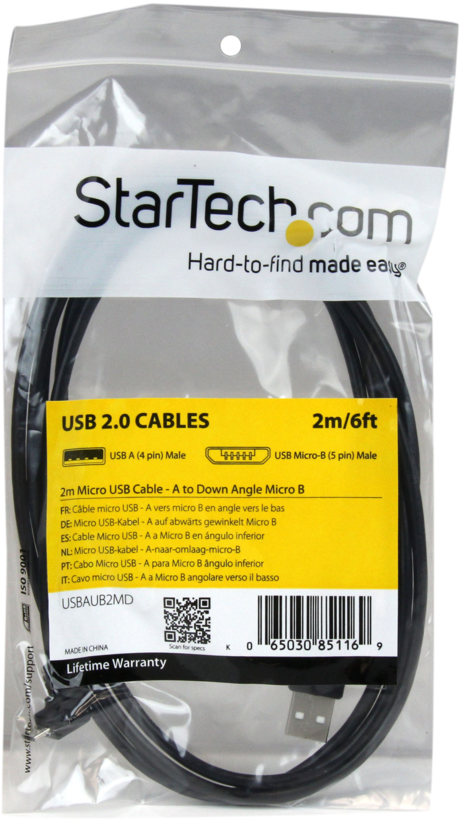 Cable USB 2.0 A/m-Micro B/m 90° 2m