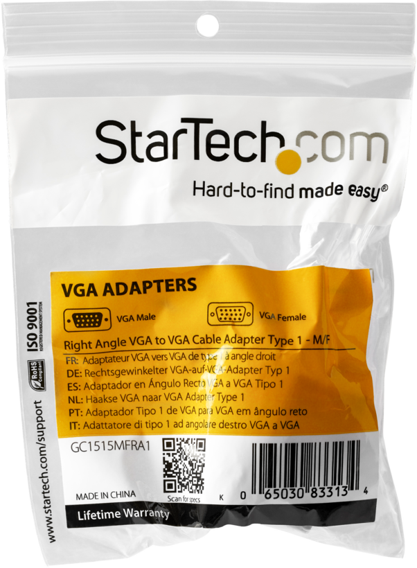 VGA HD15 - HD15 f/m 90° adapter