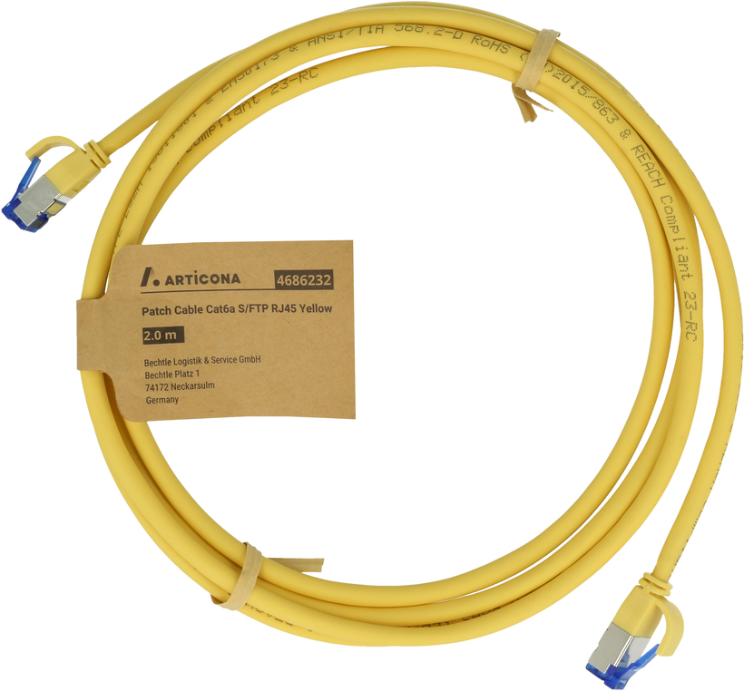 Câble patch RJ45 S/FTP Cat6a, 5 m, jaune