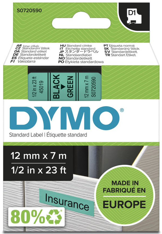 Nastro scrittura D1 Dymo LM 12mmx7m verd