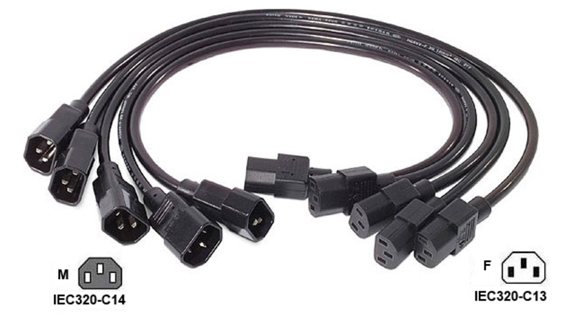 Cable IEC320-C13 a C14, 10A (5 unidades)