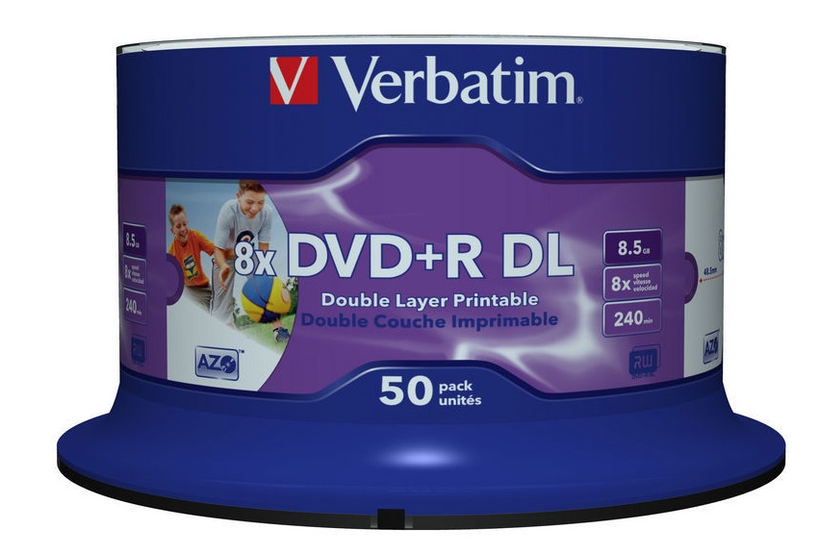 Verbatim DVD+R DL 8,5GB 8x Inkjet SP(50)