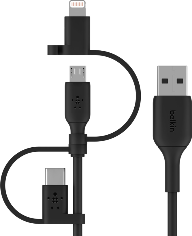 Câble Belkin USB-A-Lightn/microB/C, 1 m