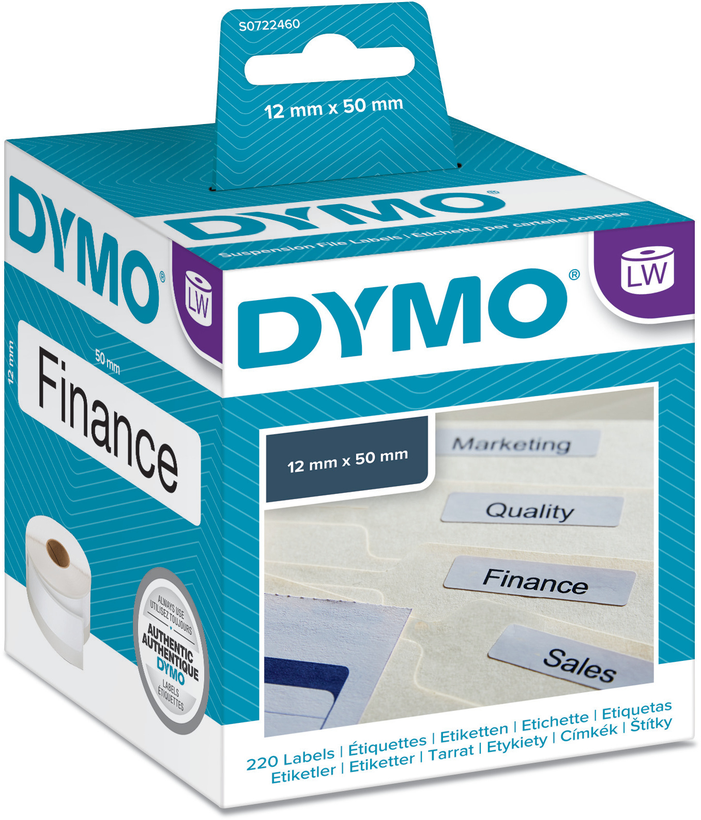 Dymo LW 12x50mm Hängeablage-Etiketten ws
