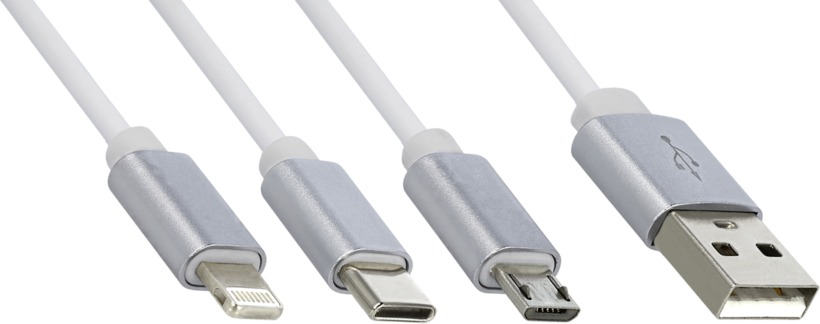 Kabel Delock USB A - Lightning/microB/C