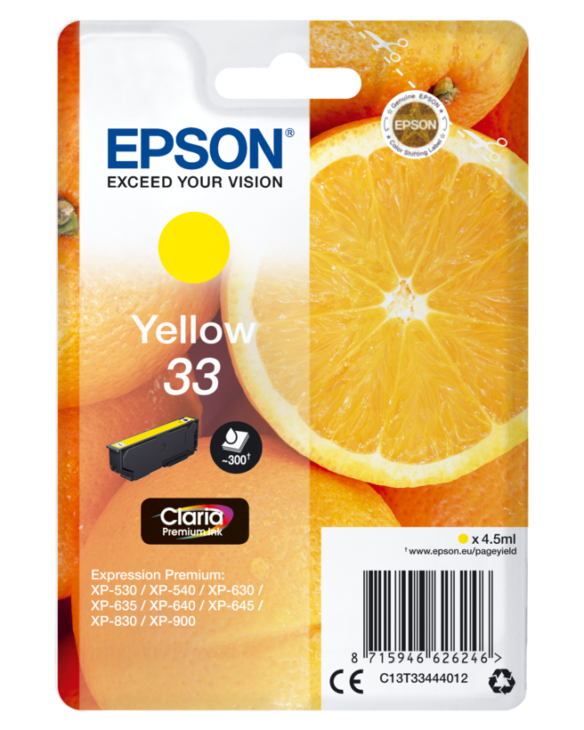 Epson Tusz 33 Claria, żółty