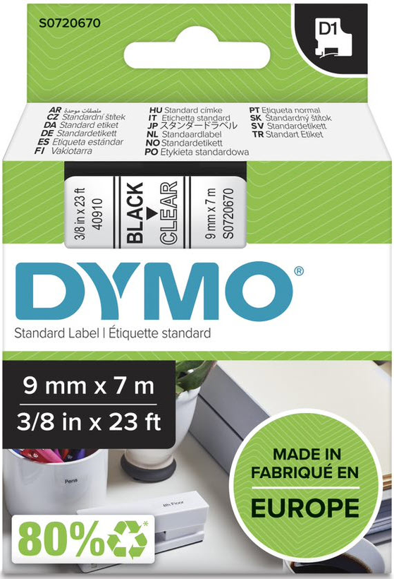 Dymo LM 9mmx7m D1-Schriftband transp.