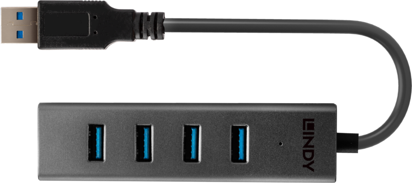 Hub LINDY USB 3.0 4 portas preto