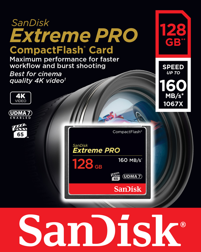 Cartão CF SanDisk Extreme Pro 128 GB
