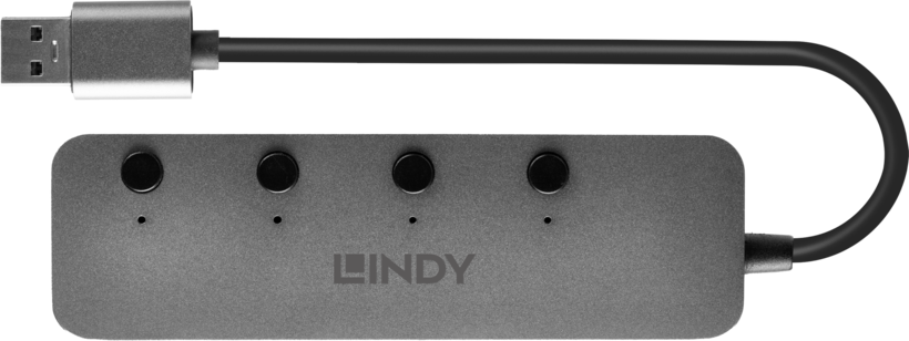 Hub USB3 Lindy 4 ports noir+interrupteur