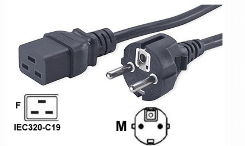 Síťový kabel Schuko na IEC320-C19, 16A