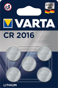 Varta CR2016 LL Button Cell Battery 5x