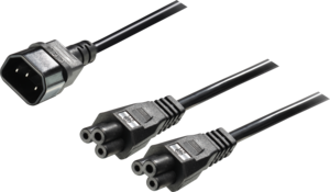 Cable alimentación 1x C14m - 2x C5h 2,5m