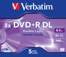Thumbnail image of Verbatim DVD+R DL 8.5GB 8x JC 5-pack