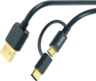 Miniatuurafbeelding van Cable USB 2.0 A/m-Micro B+C/m 1m