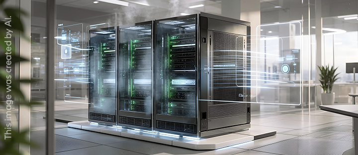 A modern server room with a cooling system