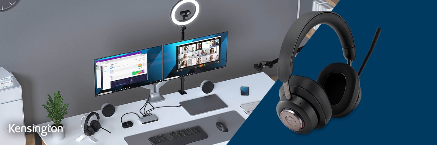 Workplace with Kensington accessories