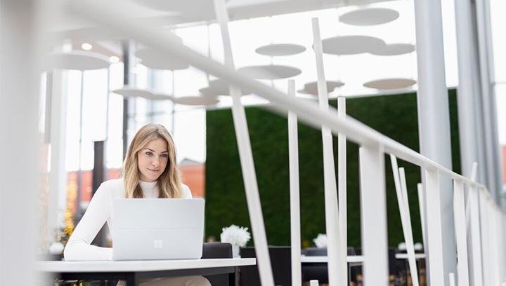 Woman working on a laptop