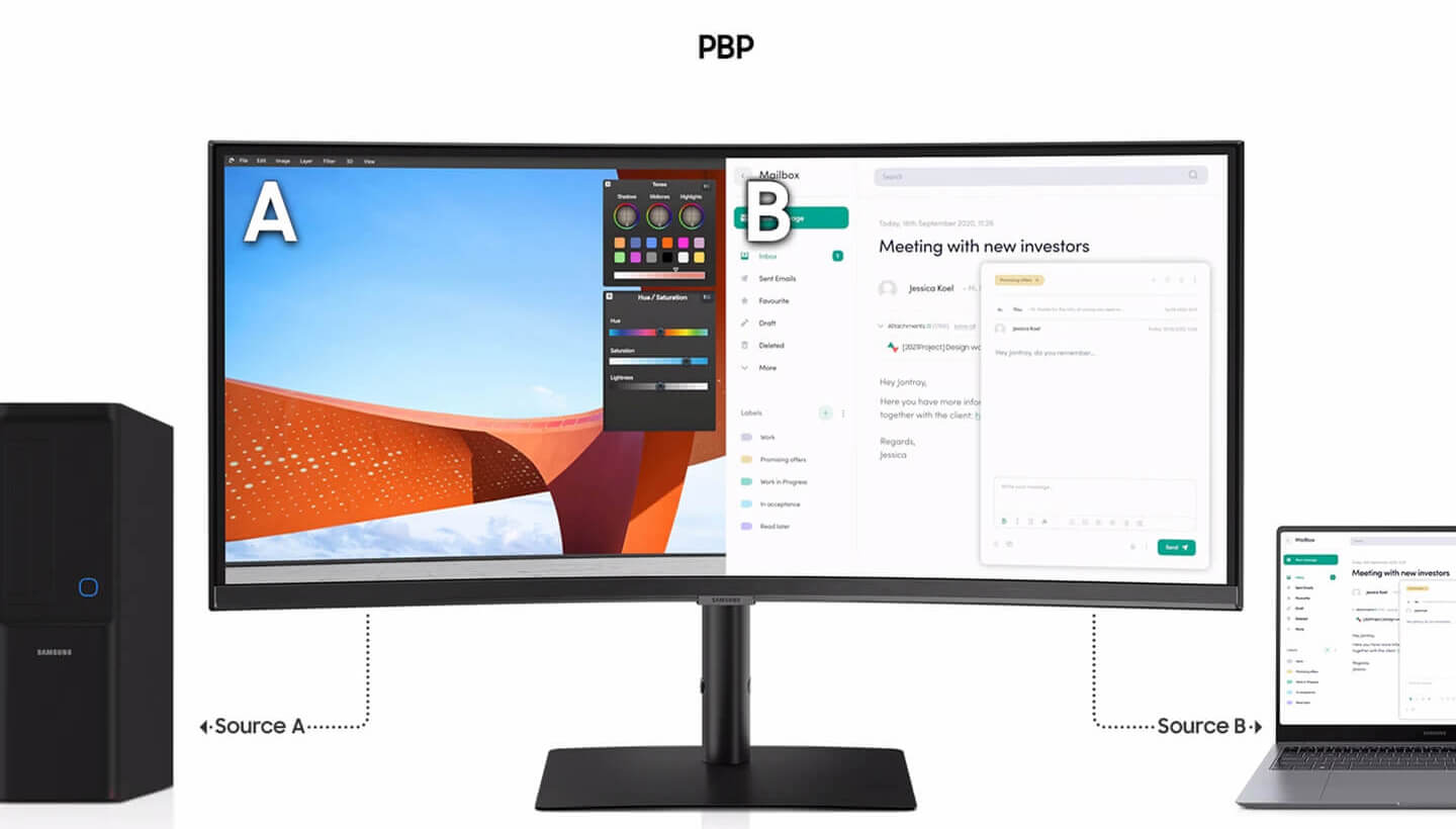 Samsung S6 series ViewFinitiy monitors | PBP