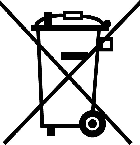 Disposal symbol showing a trash bin crossed out as a warning against incorrect waste disposal