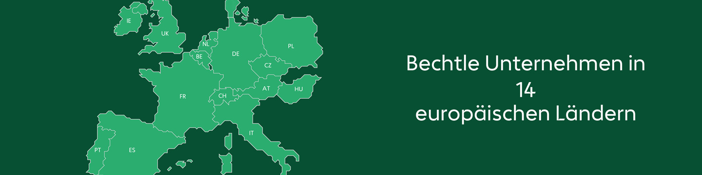 Karte: Bechtle Unternehmen in 14 europäischen Ländern