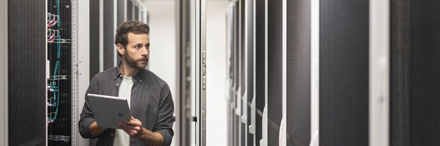 Man working on tablet