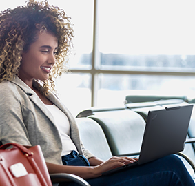 Woman with Lenovo Laptop