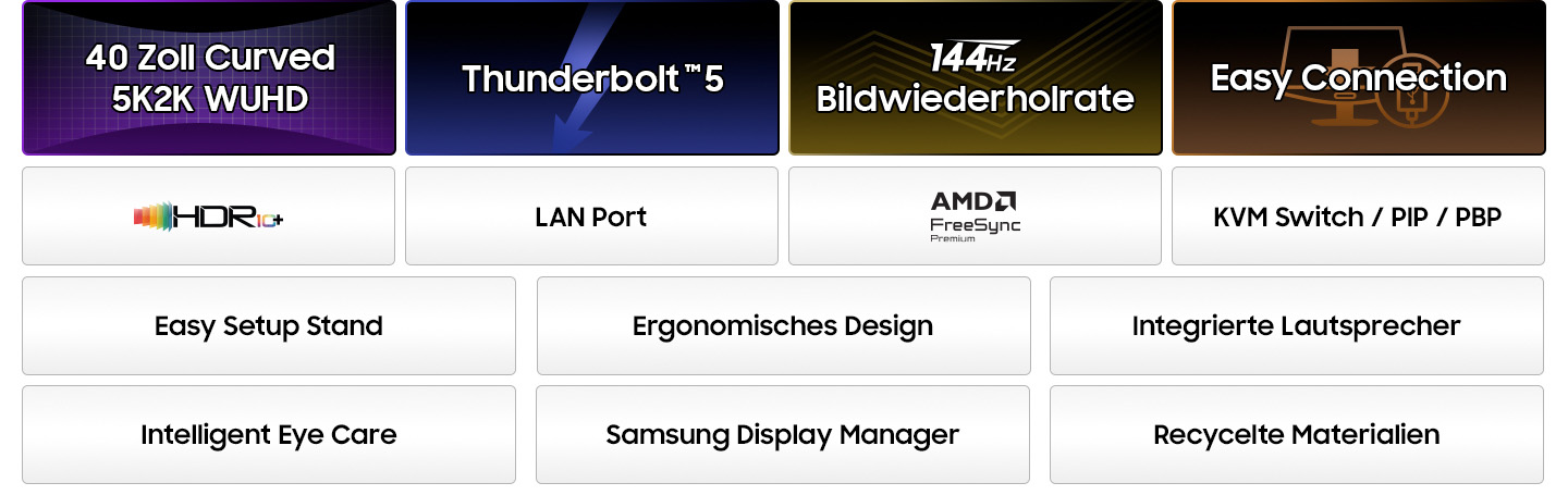 Tabelle Samsung ViewFinity S8 S85TH Monitor: Die wichtigsten Funktionen im Überblick