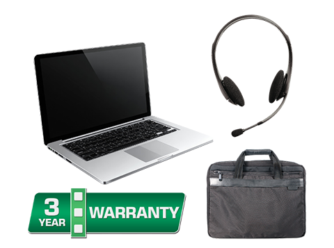 Notebook, Headset, Bag, 