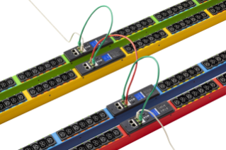 Colorful patch panels with connected cables