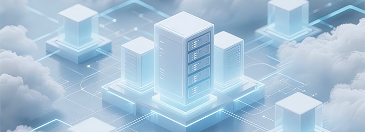 Ein futuristisches Bild eines Rechenzentrums in einer Wolke