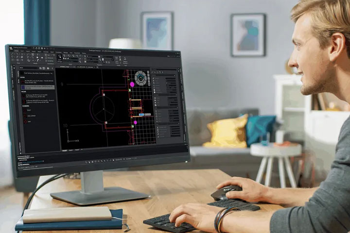 Man working with CAD software