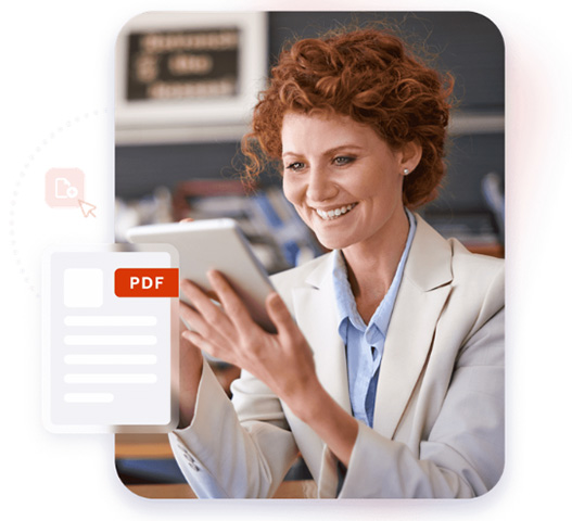 Woman working on tablet
