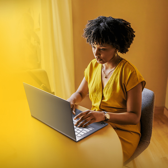 Intel® Core™ Ultra Series 3 Processors | Woman working at the laptop on a project.